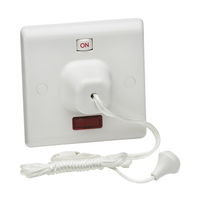 KnightsBridge 45A DP Pull Cord Switch with Neon and mechanical On/Off
