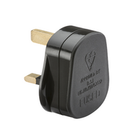 KnightsBridge 13A Plug Top with 13A fuse - Black (Screw Cord Grip)