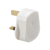 KnightsBridge 13A Plug Top with 5A Fuse - White (Screw Cord Grip)