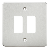 KnightsBridge Flat plate 2G grid faceplate - brushed chrome