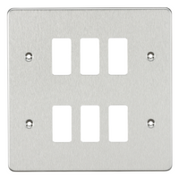 KnightsBridge Flat plate 6G grid faceplate - brushed chrome