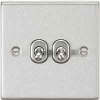KnightsBridge 10AX 2G 2-Way Toggle Switch - Square Edge Brushed Chrome Finish