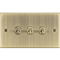 KnightsBridge 10AX 3G 2 Way Toggle Switch - Square Edge Antique Brass