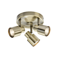 KnightsBridge 230V GU10 Triple Spotlight - Antique Brass