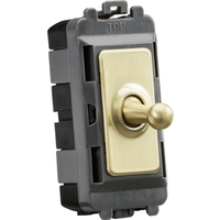 KnightsBridge 20AX 1G 2-way SP Grid Toggle Switch - brushed brass
