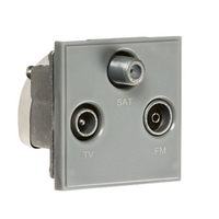 KnightsBridge Triplexed TV /FM DAB/ SAT TV Outlet Module 50 x 50mm - Grey