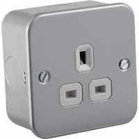 KnightsBridge 1G DP 13A Metal Clad 230V UK 3 Pin Un-Switched Electric Wall Socket