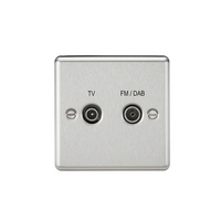 KnightsBridge Diplex TV & FM Dab Outlet - Rounded Edge Brushed Chrome