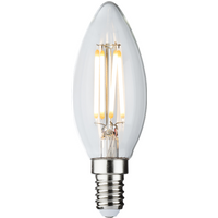 KnightsBridge 230V 4W LED SES Clear Candle Filament Lamp 2700K Dimmable
