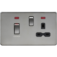 KnightsBridge 45A DP Switch and 13A Switched Socket with Neons - Black Nickel