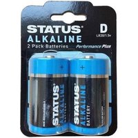 Status D Cell Alkaline Batteries - 2 Pack