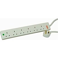 Pro Elec 6 Gang 10m White Surge Protection Extension Lead
