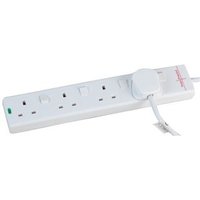 Pro Elec 2m 4 Way Individually Switched Surge Protected Extension Lead, White