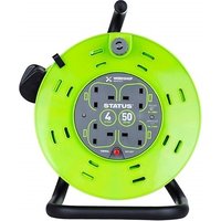Status 50m 4G Extension Reel on Metal Drum - GREEN