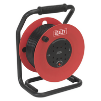 Sealey Cable Reel 50m 4 x 230V 1.5mm² Heavy-Duty Thermal Trip