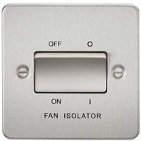 KnightsBridge 3 Pole Fan Isolator Flat Plate Switch- Brushed Chrome