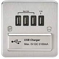 KnightsBridge 1G Quad USB Flat Plate - Brushed Chrome - Black Insert