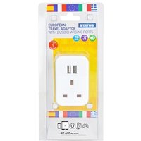 Status UK to EU Travel Adaptor with 2 x USB