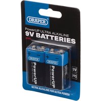 Draper PowerUP Ultra Alkaline 9V Batteries (Pack of 2)