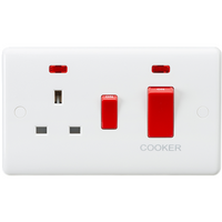 KnightsBridge Curved Edge 45A DP Switch and 13A Switched Socket with neons
