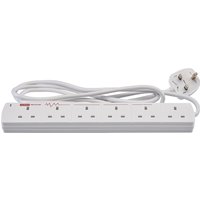 Draper 6 Way Extension Lead with Surge Protection, 2m
