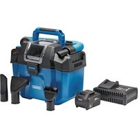 Draper D20 20V Wet and Dry Vacuum Cleaner, 1 x 4.0Ah Battery, 1 x Fast Charger
