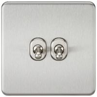KnightsBridge Screwless 10AX 2G 2-Way Toggle Switch - Brushed Chrome