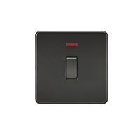 KnightsBridge Screwless 20A 1G DP Switch with Neon - Matt Black