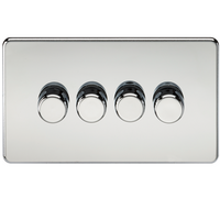KnightsBridge Screwless 4G 2-way 10-200W (5-150W LED) trailing edge dimmer - Polished Chrome