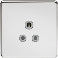 KnightsBridge Screwless 5A Unswitched Socket - Polished Chrome with Grey Insert