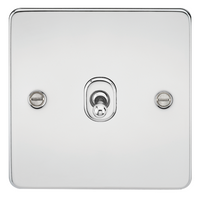 KnightsBridge Flat Plate 10AX 1G 2 Way Toggle Switch - Polished Chrome