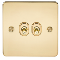KnightsBridge Flat Plate 10AX 2G 2-way toggle switch - polished brass