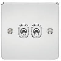 KnightsBridge Flat Plate 10AX 2G 2-way toggle switch - polished chrome