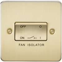 KnightsBridge Flat Plate 10AX 3 Pole Fan Isolator Switch - Brushed Brass