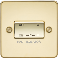 KnightsBridge Flat Plate 10AX 3 Pole Fan Isolator Switch - Polished Brass