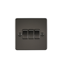 KnightsBridge Flat plate 10AX 3G 2-way switch - gunmetal