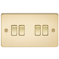 KnightsBridge Flat Plate 10AX 4G 2-way switch - polished brass