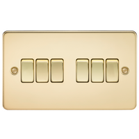 KnightsBridge Flat Plate 10AX 6G 2-way switch - polished brass