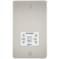 KnightsBridge Flat Plate 115/230V dual voltage shaver socket - pearl with white insert