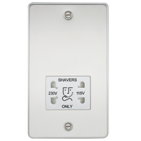 KnightsBridge Flat Plate 115/230V dual voltage shaver socket - polished chrome with white insert