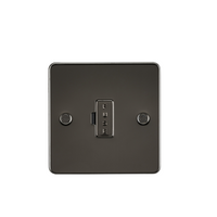 KnightsBridge Flat Plate 13A fused spur unit - gunmetal