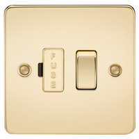 KnightsBridge Flat Plate 13A switched fused spur unit - polished brass