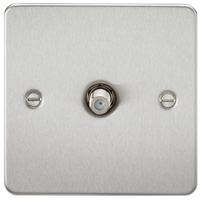 KnightsBridge Flat Plate 1G SAT TV Outlet (non-isolated) - Brushed Chrome
