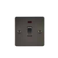 KnightsBridge Flat Plate 20A 1G DP switch with neon - gunmetal