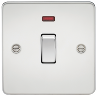 KnightsBridge Flat Plate 20A 1G DP switch with neon - polished chrome
