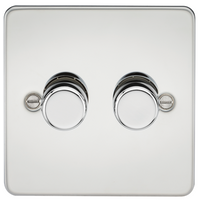 KnightsBridge Flat Plate 2G 2 way 10-200W (5-150W LED) trailing edge dimmer -Polished Chrome