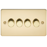 KnightsBridge Flat Plate 4G 2 way 10-200W (5-150W LED) trailing edge dimmer - Polished Brass