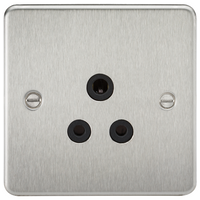 KnightsBridge Flat Plate 5A unswitched socket - brushed chrome with black insert
