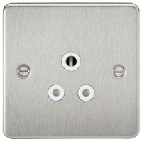 KnightsBridge Flat Plate 5A unswitched socket - brushed chrome with white insert