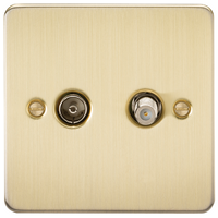 KnightsBridge Flat Plate TV and SAT TV Outlet (isolated) - Brushed Brass